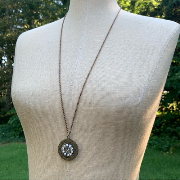 Reversible Spinner Rhinestone Bullet Pendant Necklace - Picture 4 of 16